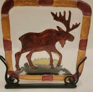 Fused Art Glass Big Brown Moose Votive by Big Sky Carvers Montana